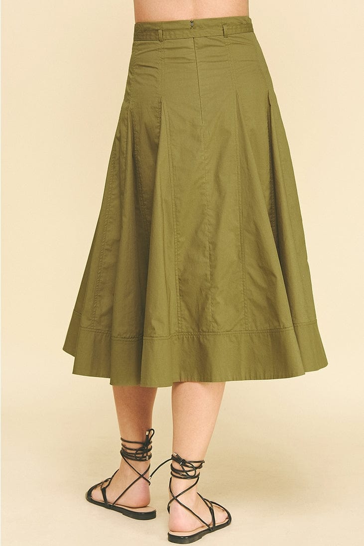 Pinch Pleated Midi Skirt with Tie Belt in Khaki - Little Miss Muffin Children & Home