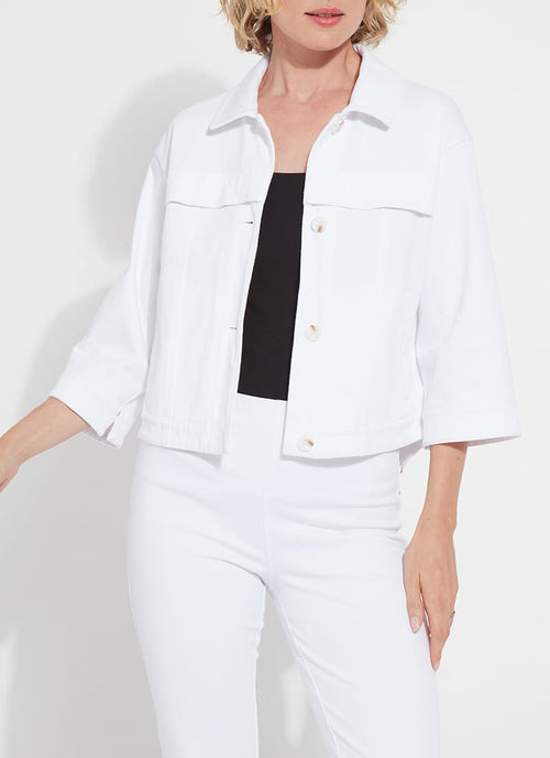 Remi 3/4 Sleeve Denim Jacket in White
