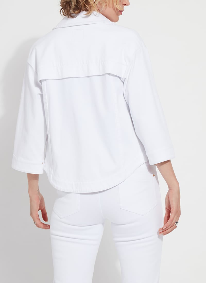 Remi 3/4 Sleeve Denim Jacket in White