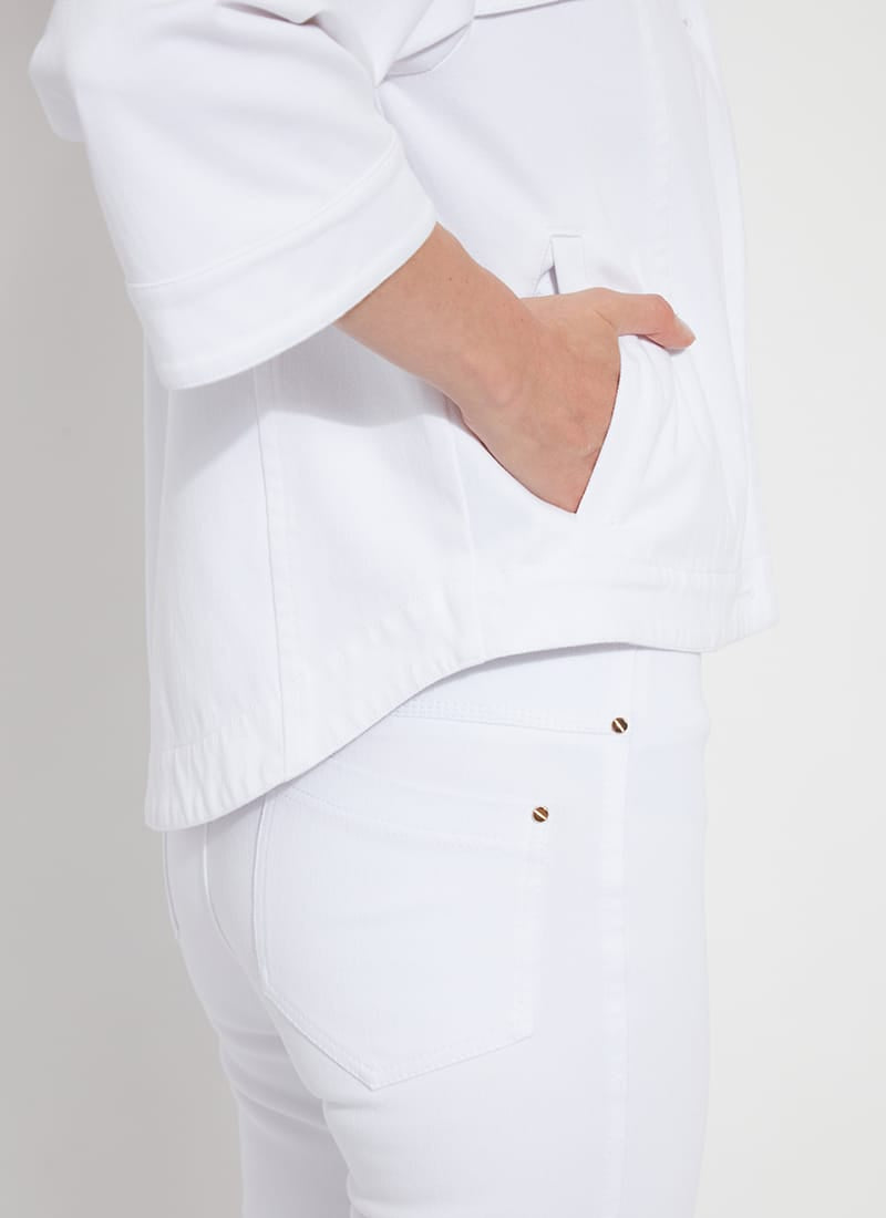 Remi 3/4 Sleeve Denim Jacket in White