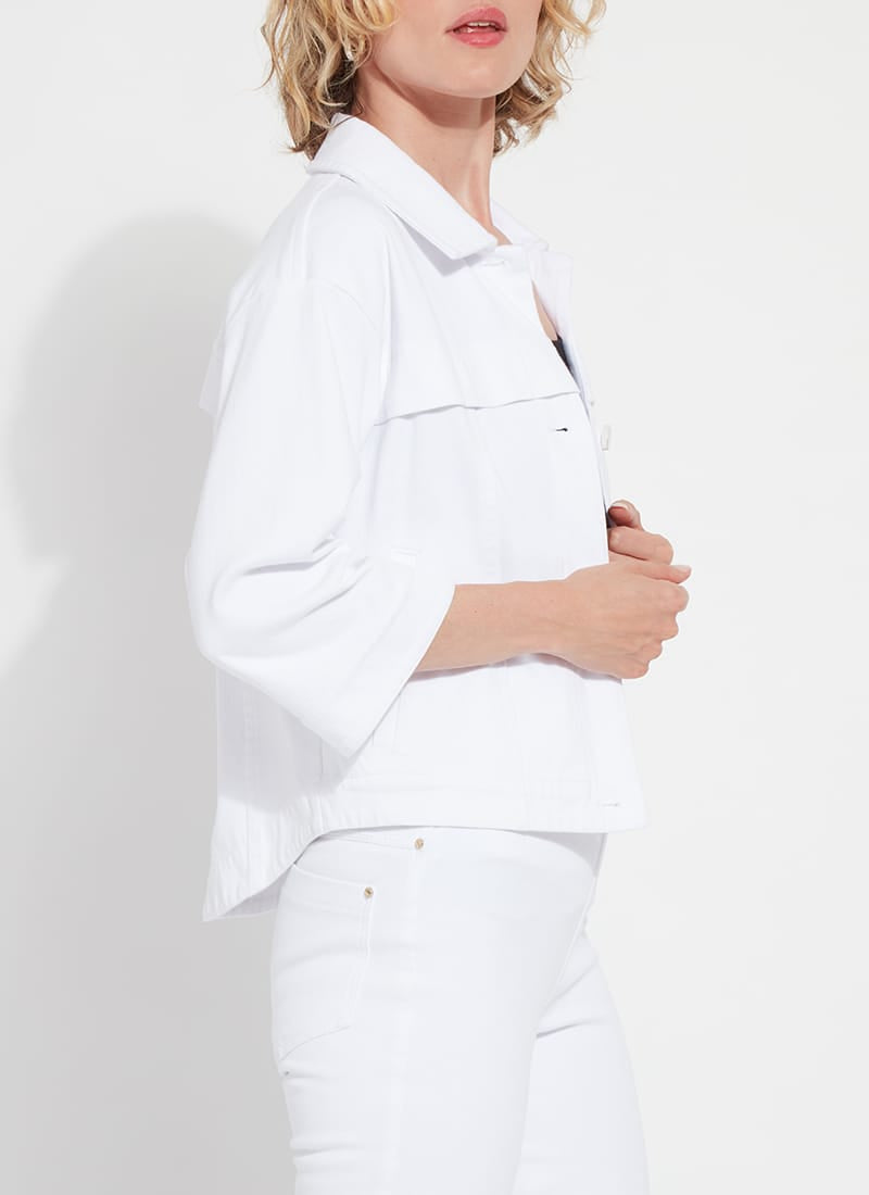 Remi 3/4 Sleeve Denim Jacket in White