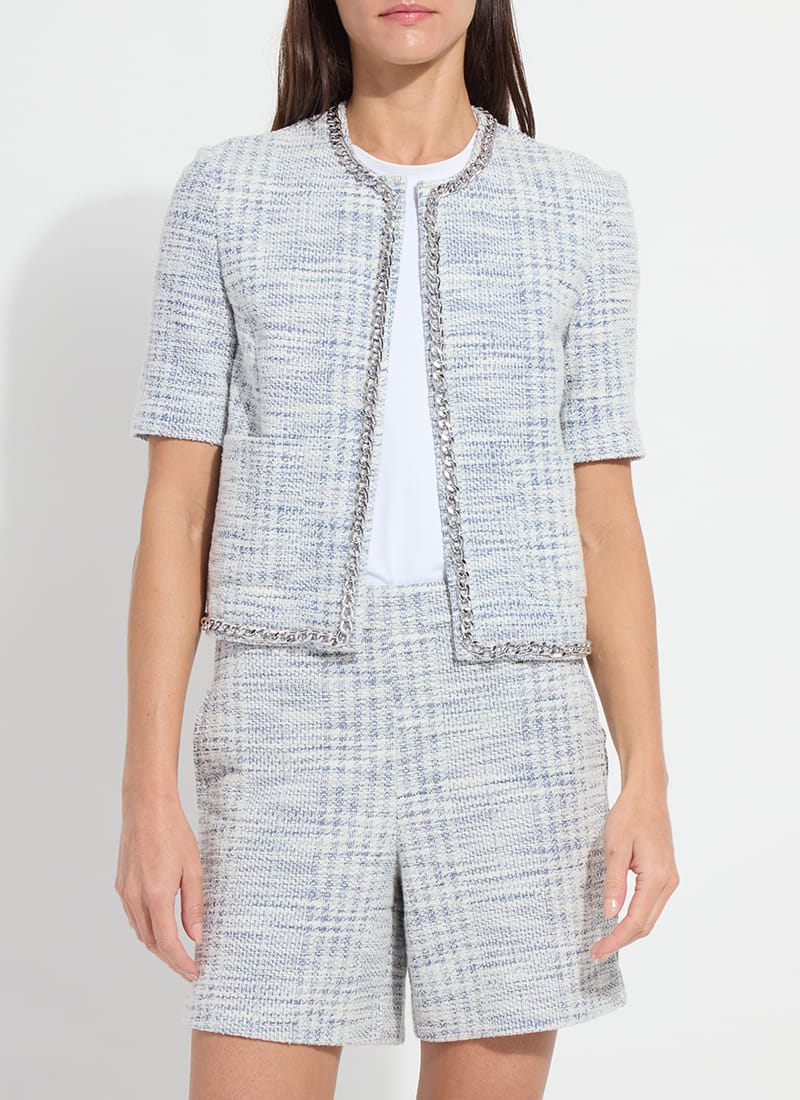 Lily Summer Tweed Jacket in Azzurro Tweed