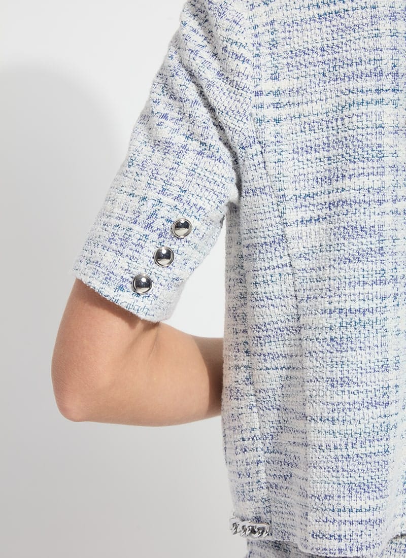 Lily Summer Tweed Jacket in Azzurro Tweed