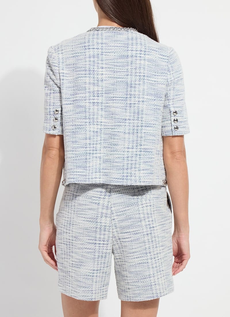 Lily Summer Tweed Jacket in Azzurro Tweed