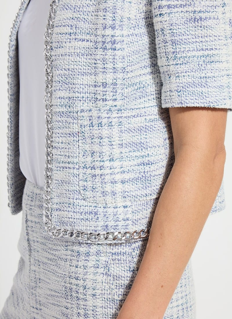 Lily Summer Tweed Jacket in Azzurro Tweed