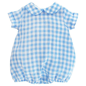 Bailey Boys Bailey Boys Sky Linen Gingham Dressy Short Bubble - Little Miss Muffin Children & Home