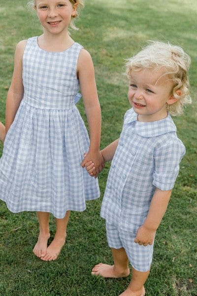 Bailey Boys Bailey Boys Sky Linen Gingham Dressy Short Set - Little Miss Muffin Children & Home