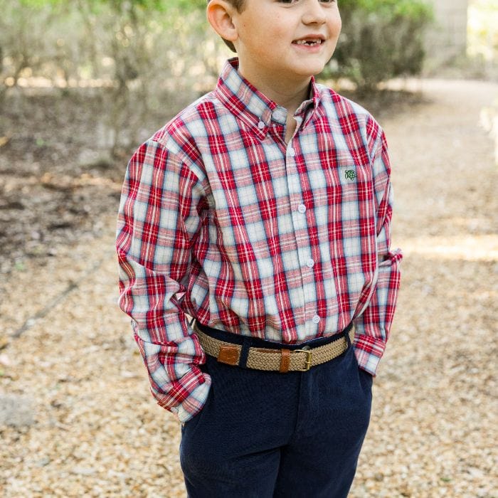 Bailey Boys Bailey Boys Roscoe Button Down Shirt -Cranberry - Little Miss Muffin Children & Home