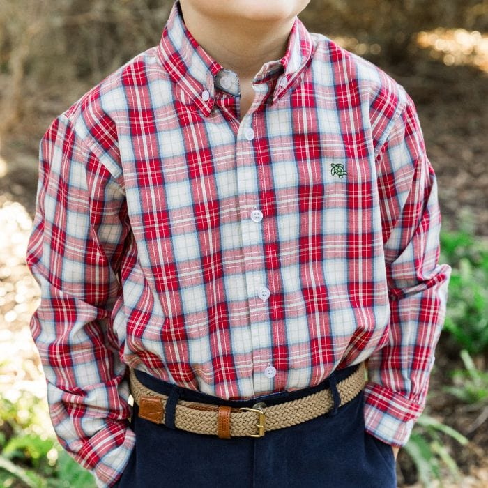 Bailey Boys Bailey Boys Roscoe Button Down Shirt -Cranberry - Little Miss Muffin Children & Home