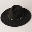Fashion City Fashion City Gold Belt Wide Flat Brim Suede Fedora Hat in Black - Little Miss Muffin Children & Home