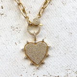 VB&CO Designs Gold Sparkly Heart Statement Necklace Non Tarnishing 20”