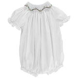 Bailey Boys White with Rose Vine Bishop Short Romper