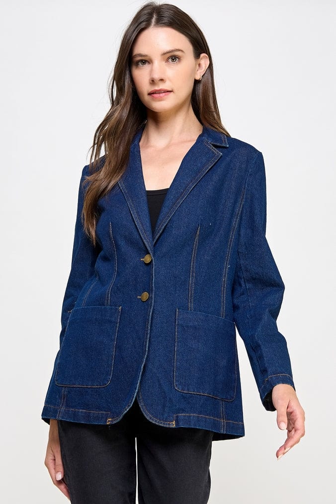 Ellison Ellison Slim Denim Blazer Blue - Little Miss Muffin Children & Home