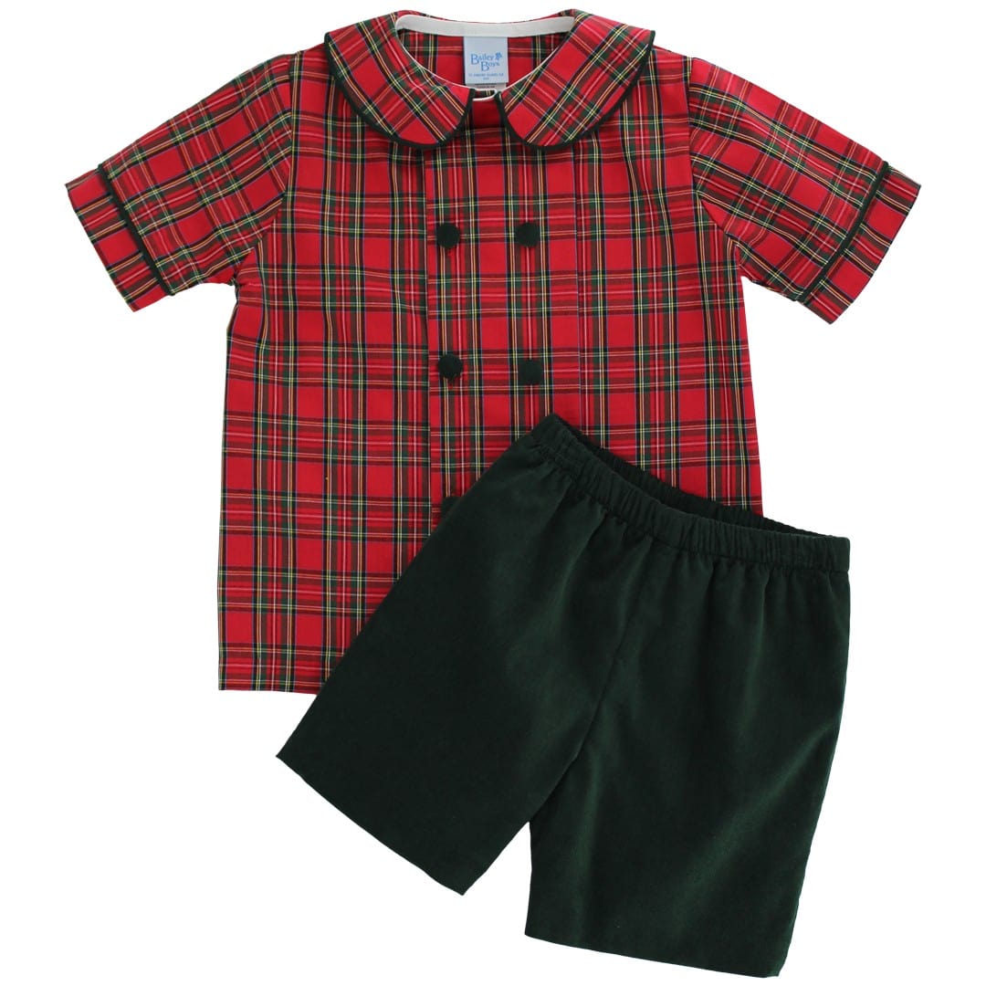 tartan plaid shorts set