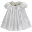 Bailey Boys White with Ecru Multi Geometric Smocked Bishop Dress - Little Miss Muffin Children & Home