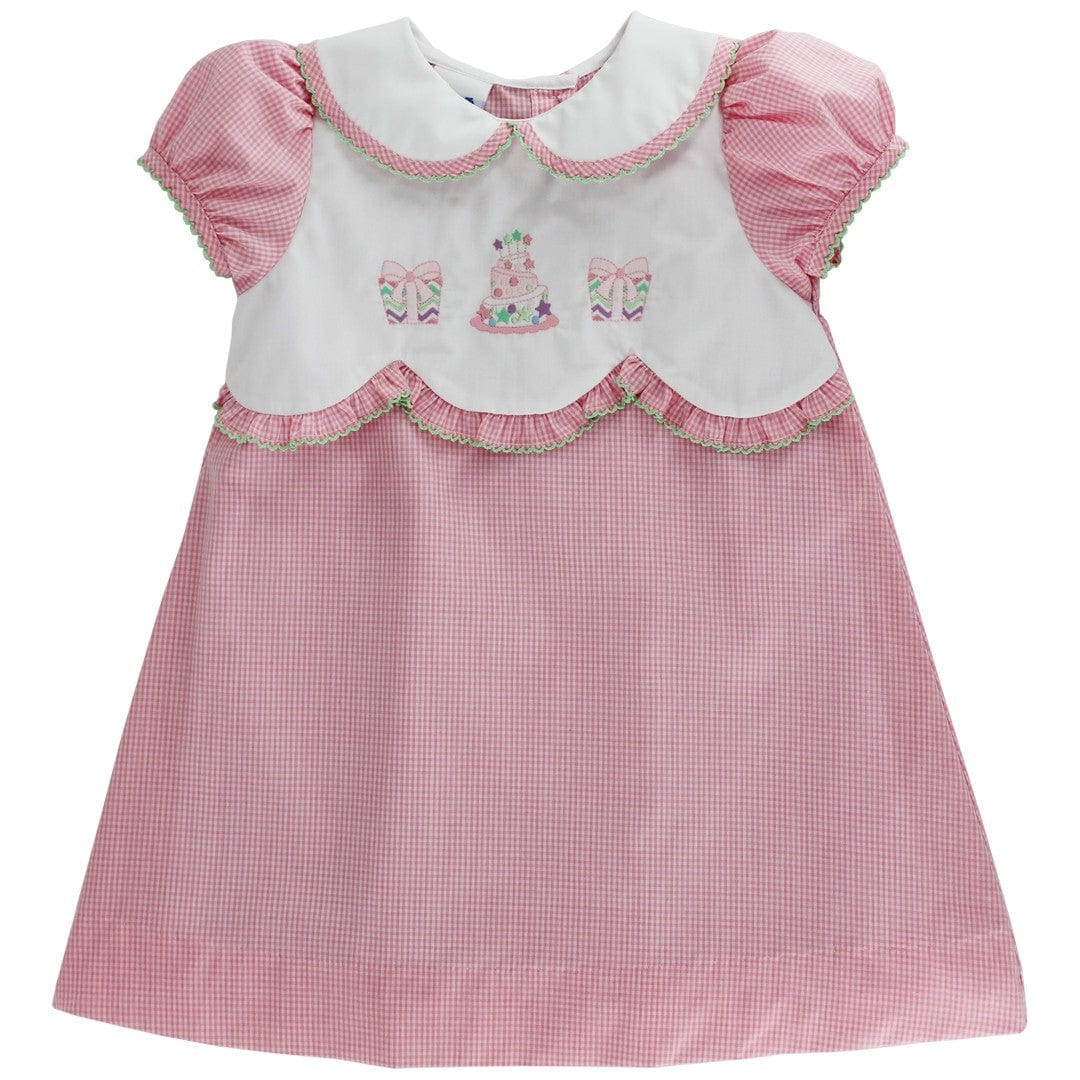 Bailey Boys Party Time Embroidered Aline Dress in Pink Gingham - Little Miss Muffin Children & Home