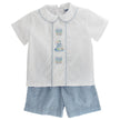 Bailey Boys Party Time Embroidered Dressy Short Set in Blue Gingham - Little Miss Muffin Children & Home