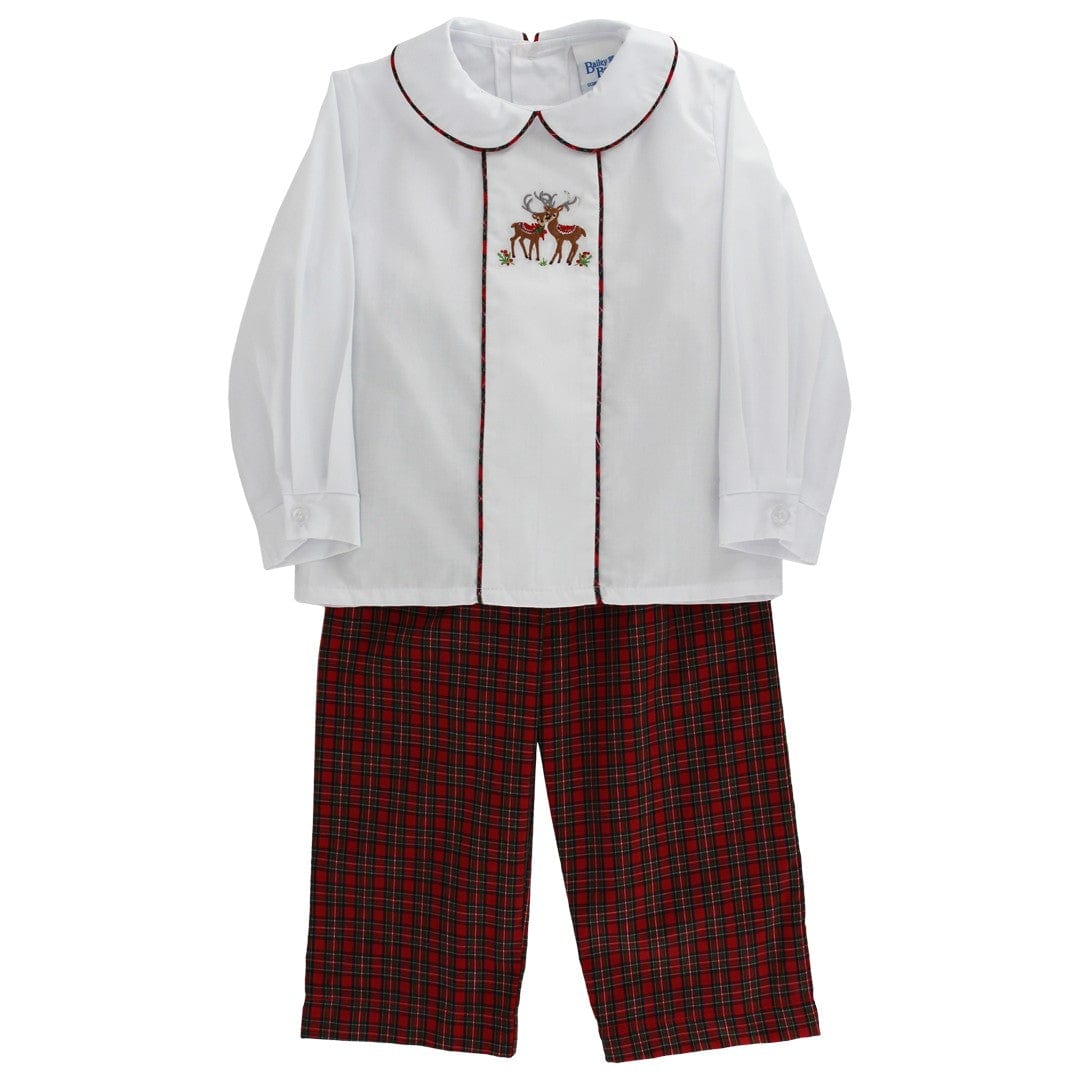 Bailey Boys Reindeer on Plaid, Dressy Pant Set - Little Miss Muffin Children & Home