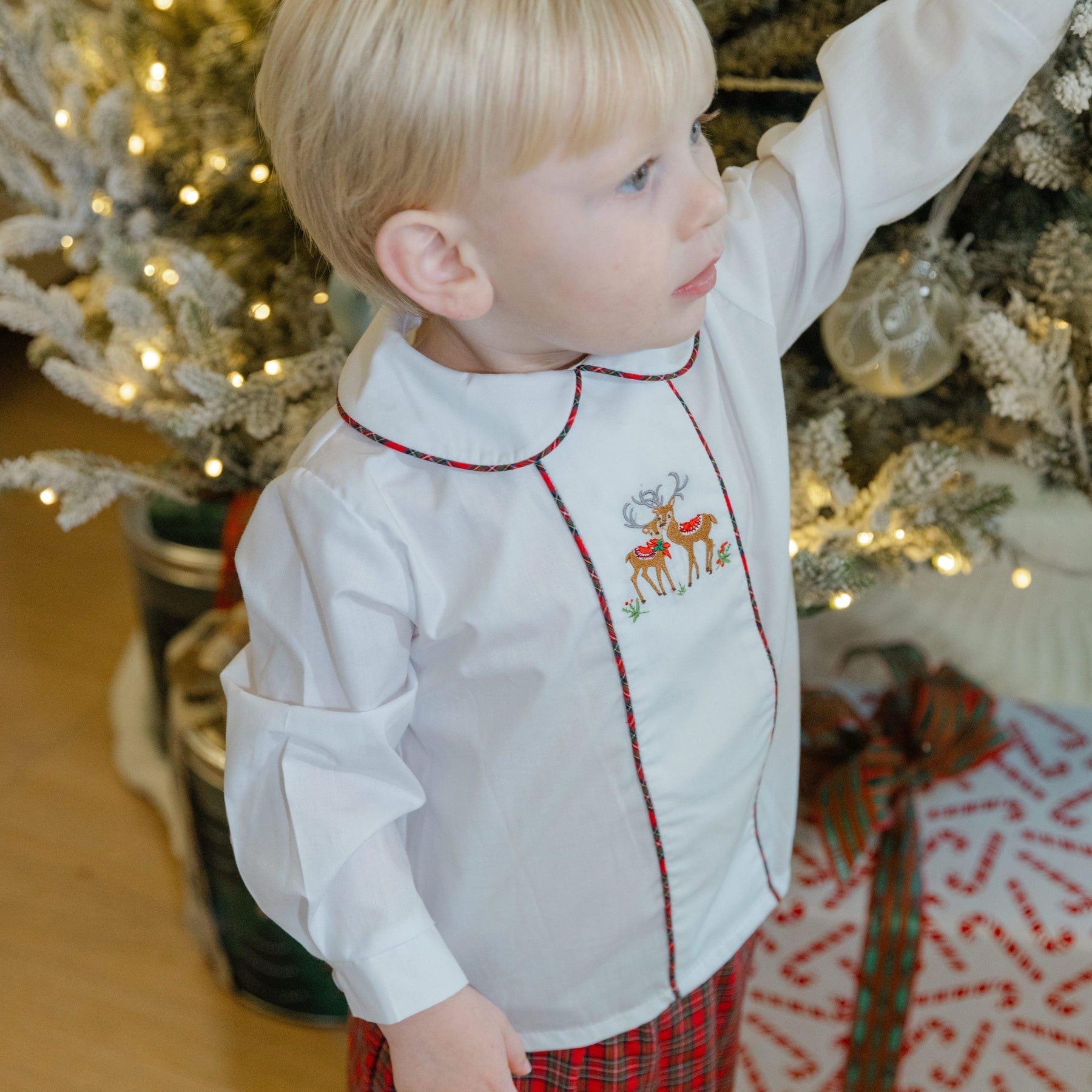 Bailey Boys Reindeer on Plaid, Dressy Pant Set - Little Miss Muffin Children & Home