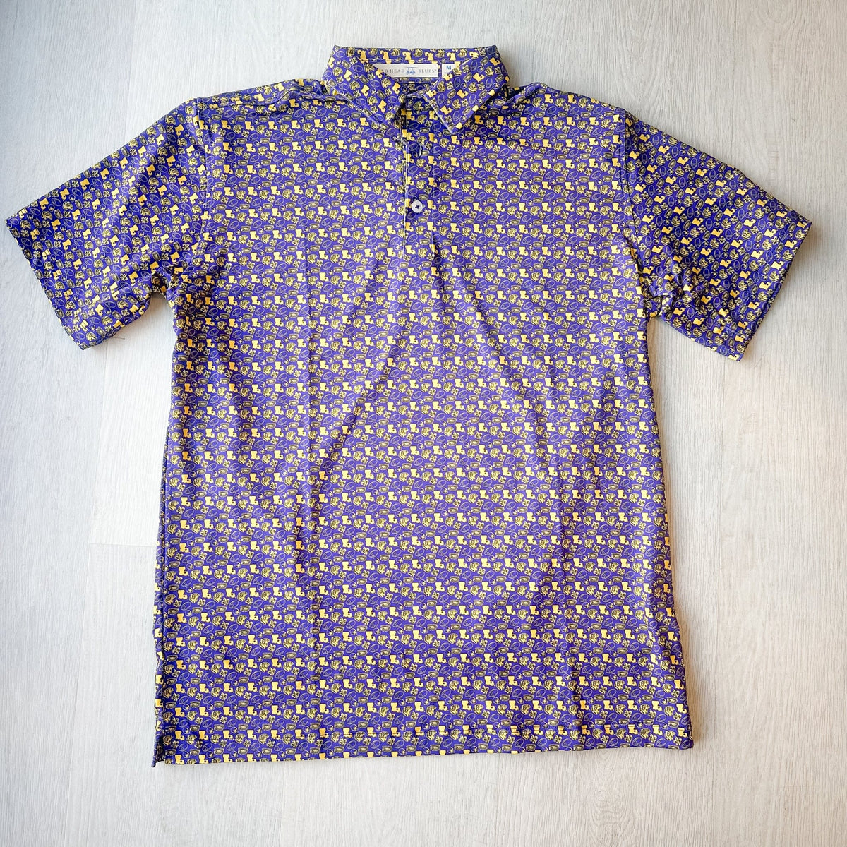 Fighting Tiger Gold All-Over Print on Purple Men's Albatross Polo