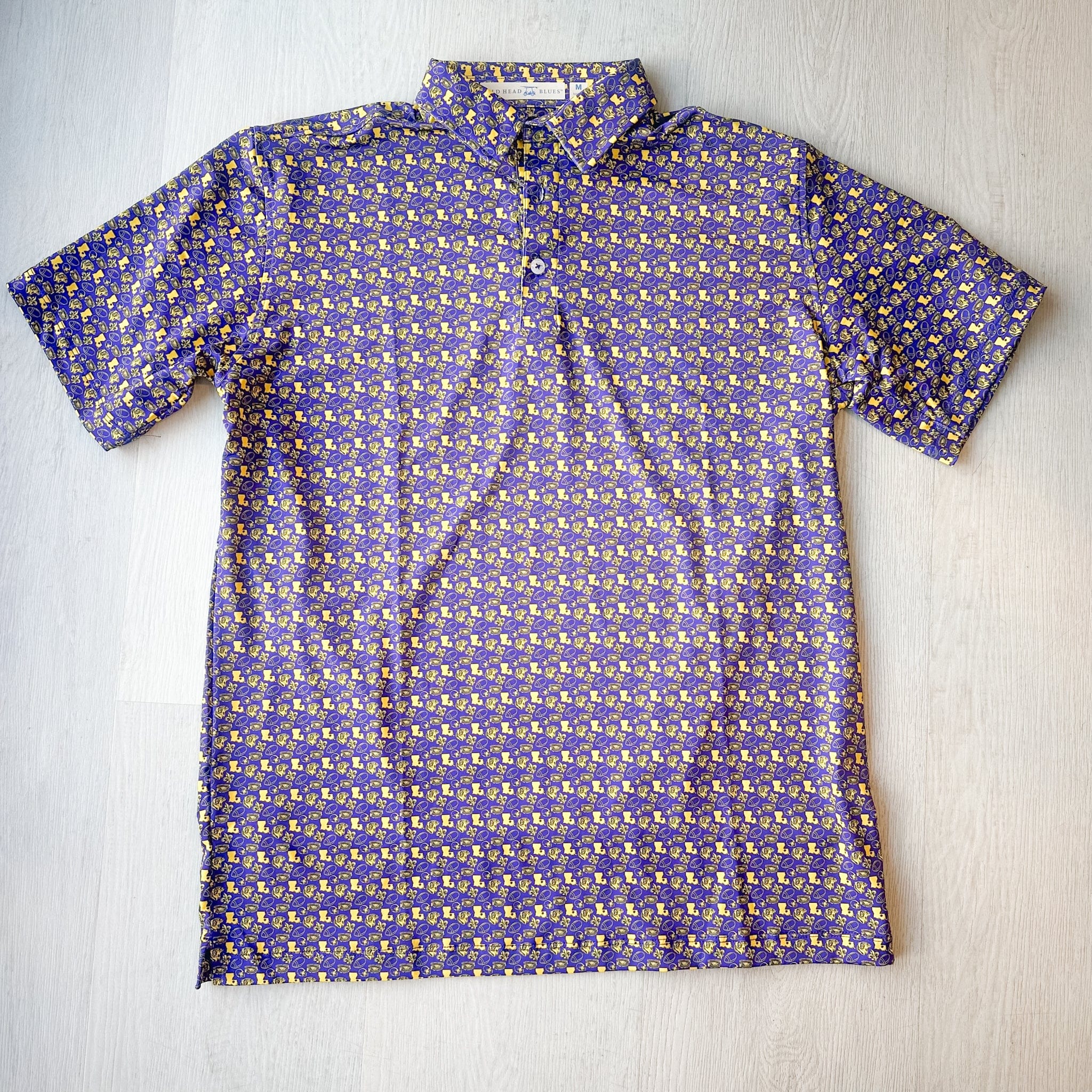 Fighting Tiger Gold All-Over Print on Purple Men's Albatross Polo