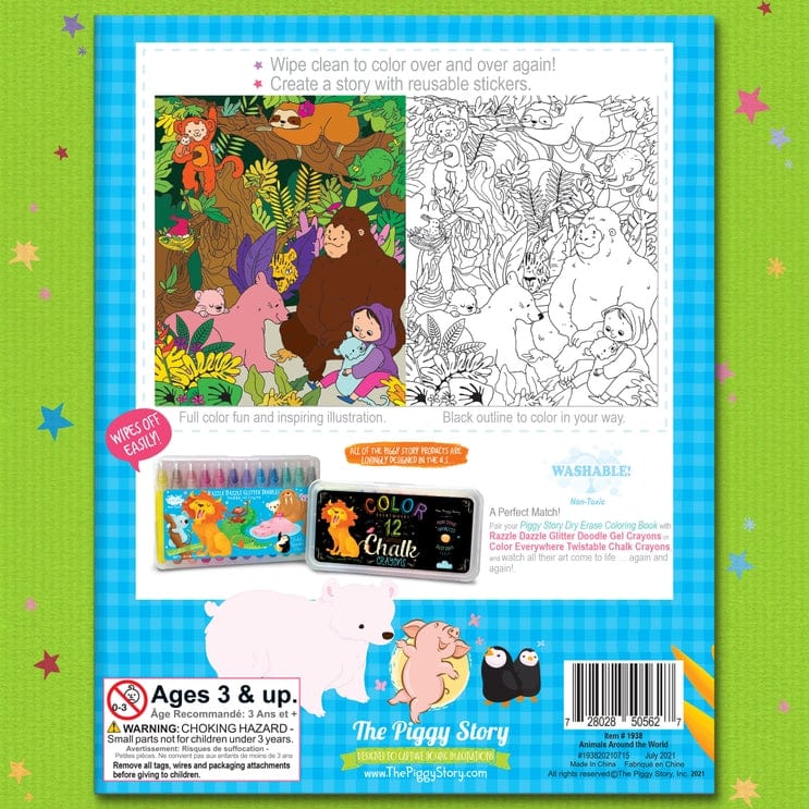 The Piggy Story Dry Erase Coloring Book Animals Around the World