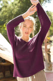 La Miel Lightweight Loose Fit V-Neck Sweater in Plum