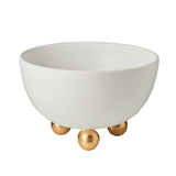 Abigail's Catalina Footed Bowl, Matte White, Gold Feet