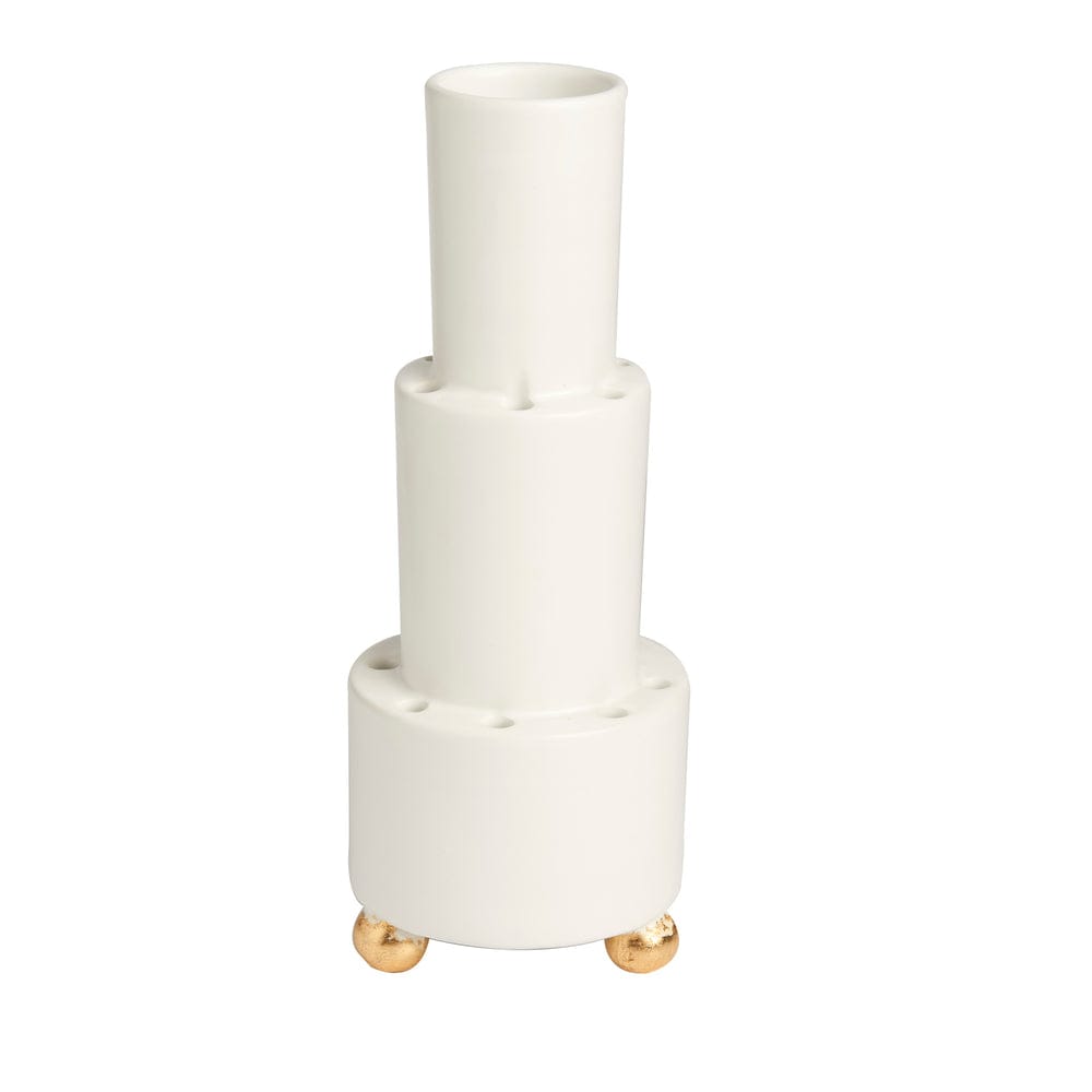 White 16-Hole Tulipiere with Gold Feet