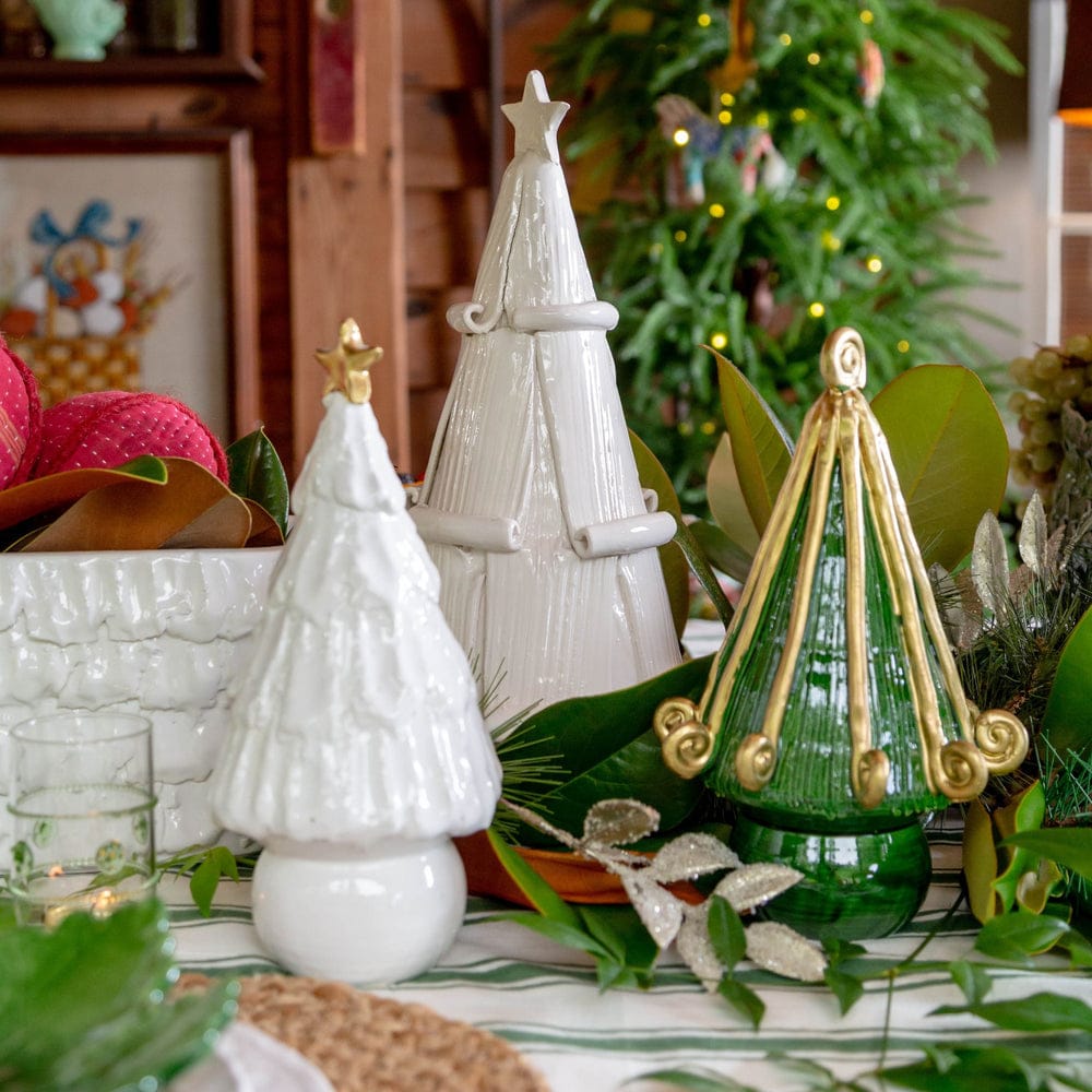 White Frosted Christmas Tree with Gold Star