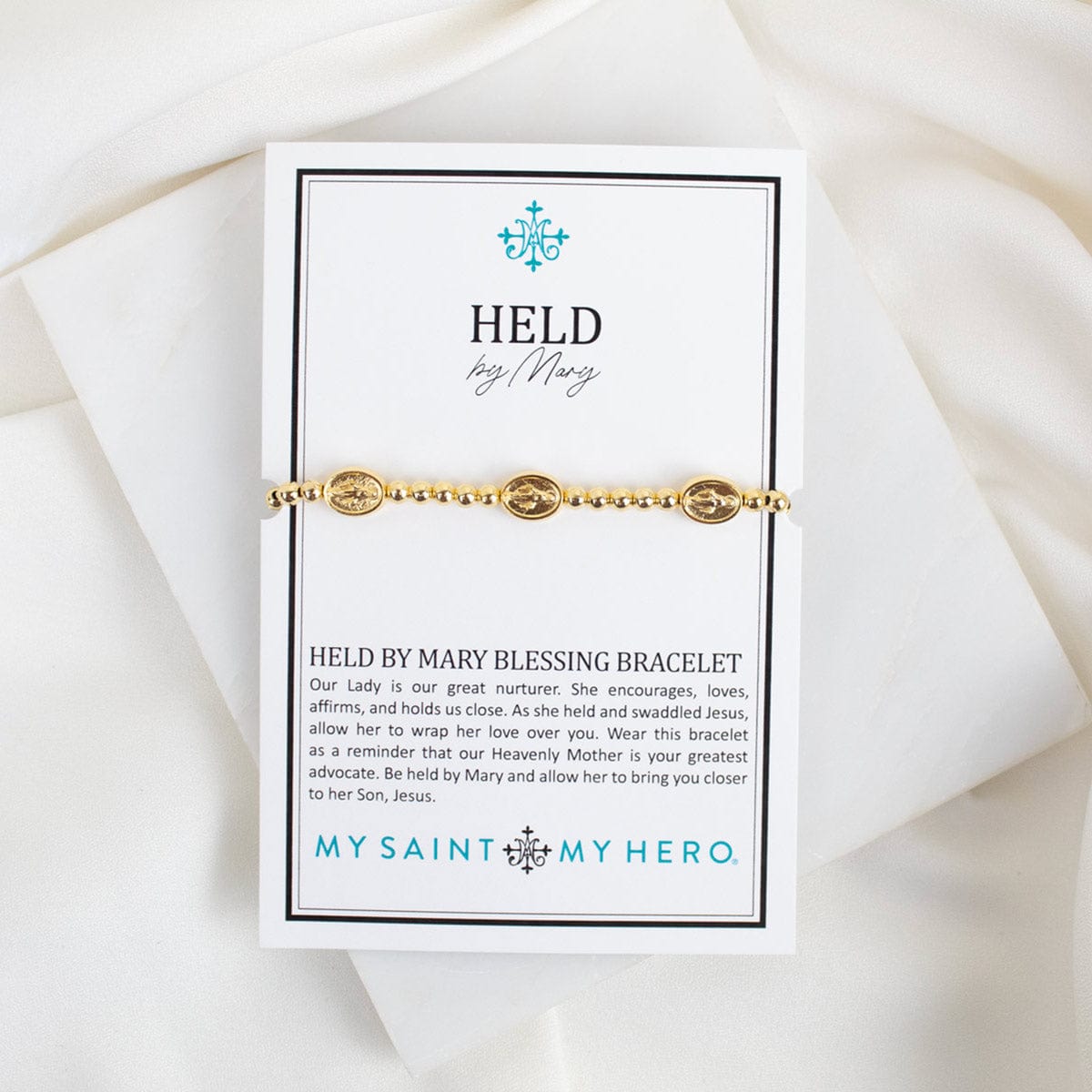 My Saint My Hero Held by Mary Blessing Bracelet - Gold - Little Miss Muffin Children & Home