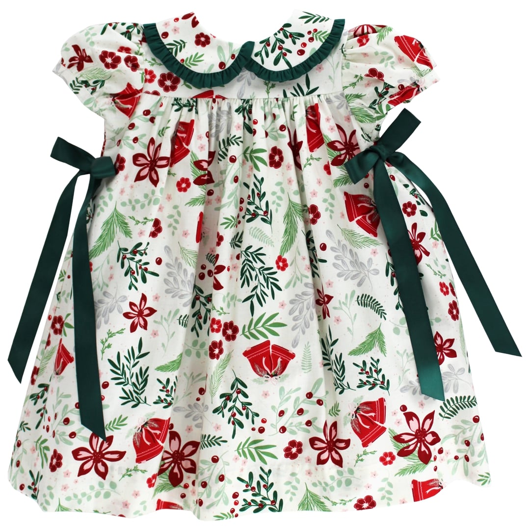 Heirloom Holly Float Dress with Basil Trim for toddler girls by Bailey Boys