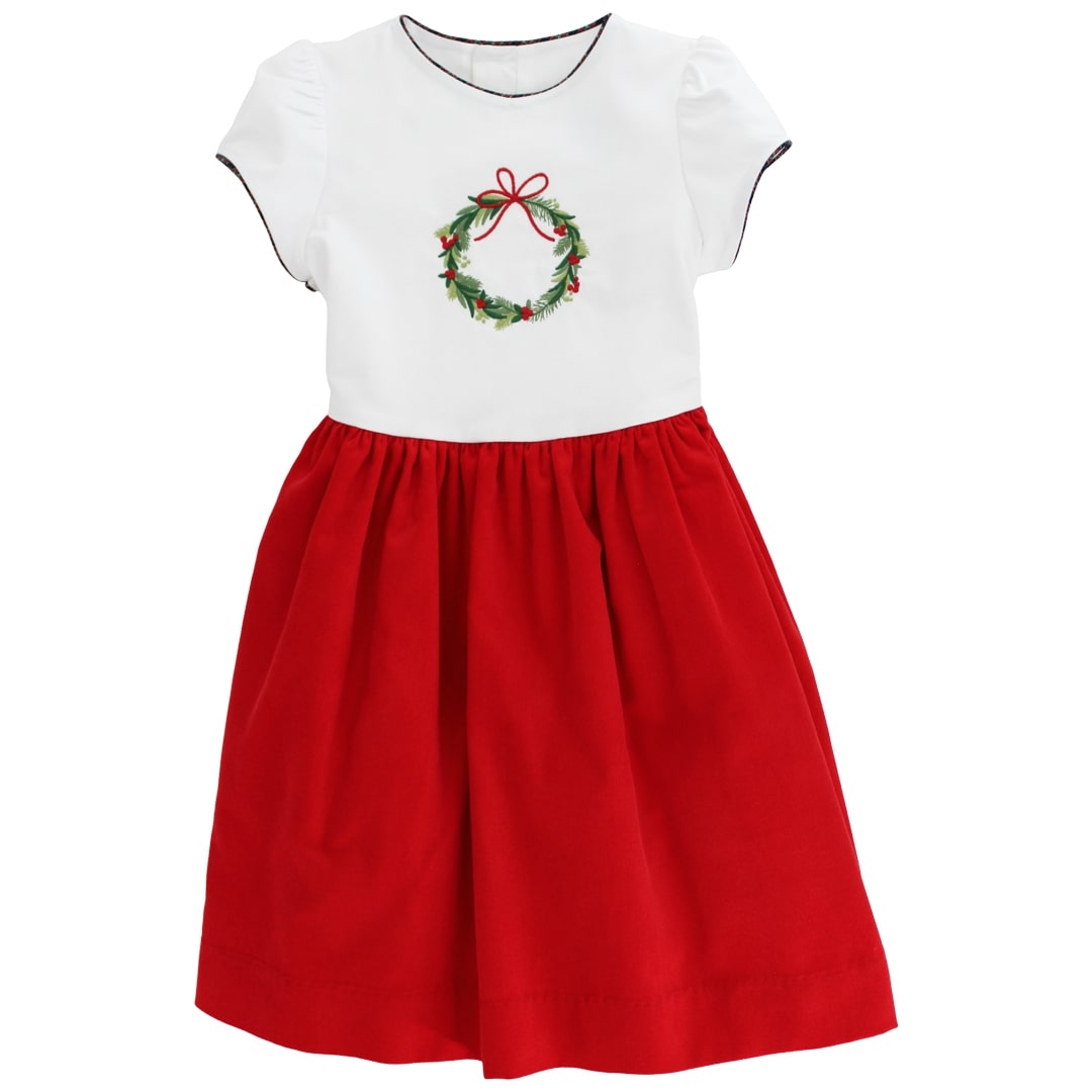 Durham Plaid with Christmas Red Corduroy Dress for girls by Bailey Boys, view 2