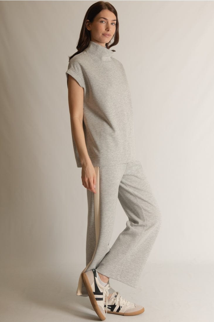 Before You Collection Before You Collection Butter Wide Leg Side Stripe Pants in Heather Grey - Little Miss Muffin Children & Home