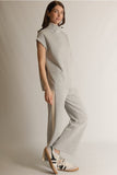 Before You Collection Butter Wide Leg Side Stripe Pants in Heather Grey