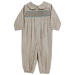 Khaki Microcheck with Blue Geometrics Dressy Bubble Long
