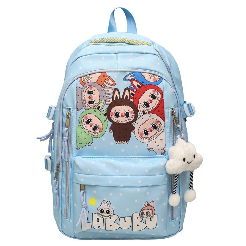 Auraquise Labubu Print Large Backpack in Light Blue - Little Miss Muffin Children & Home