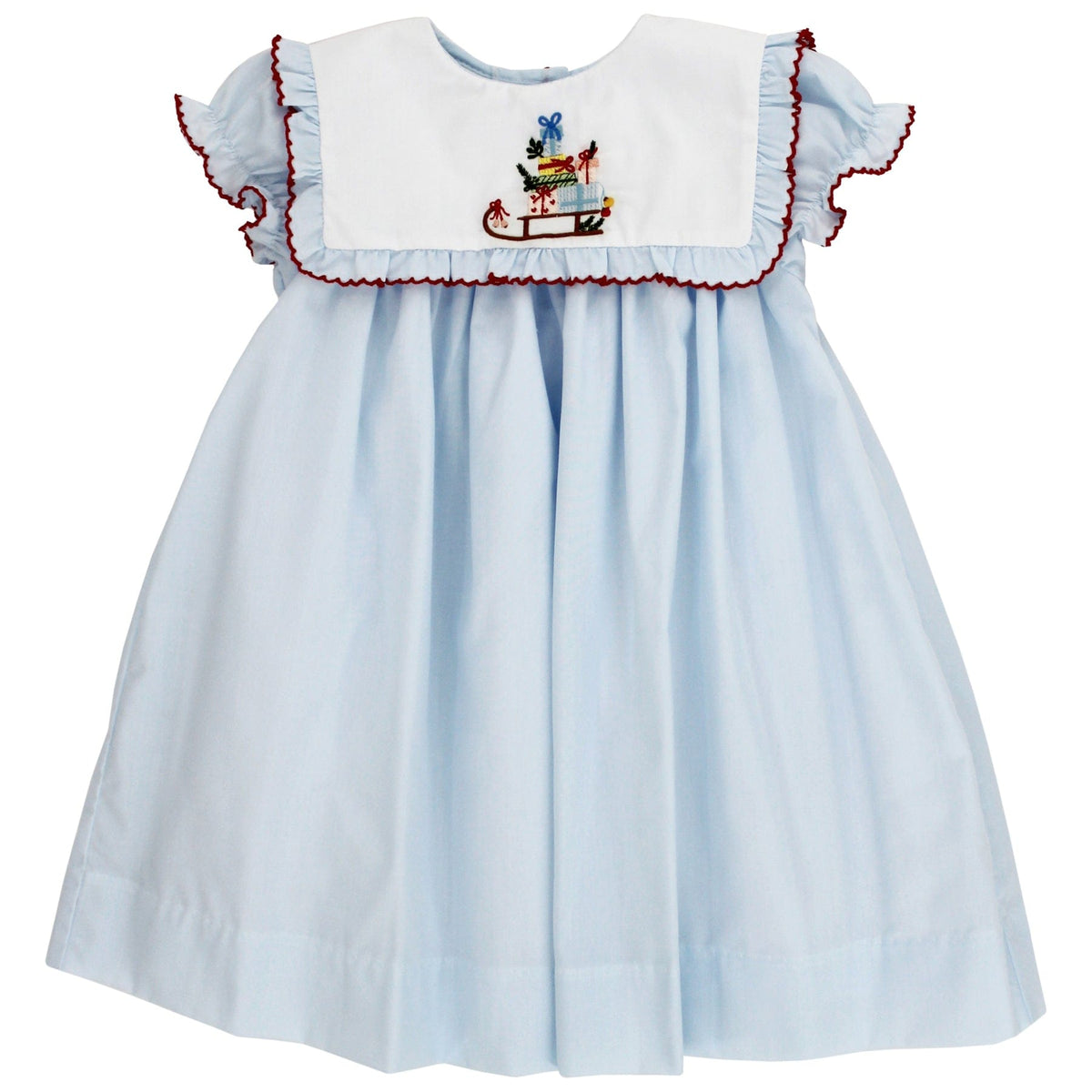 Santa's Sleigh Light Blue Float Dress for toddler girls by Bailey Boys