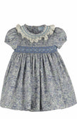 Blue Fall Bloom Smock Dress