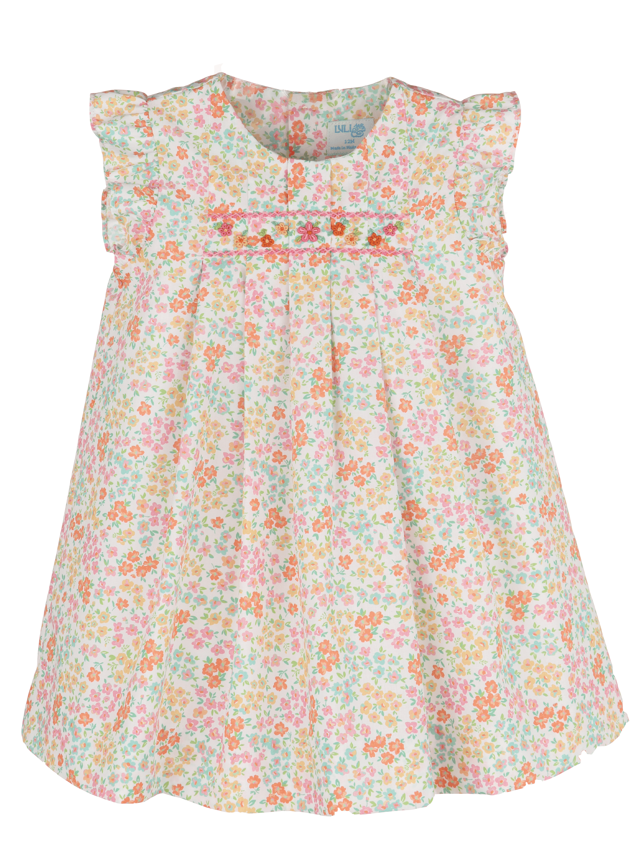Casero & Associates Orange Easter Garden Pleated Dress - Little Miss Muffin Children & Home
