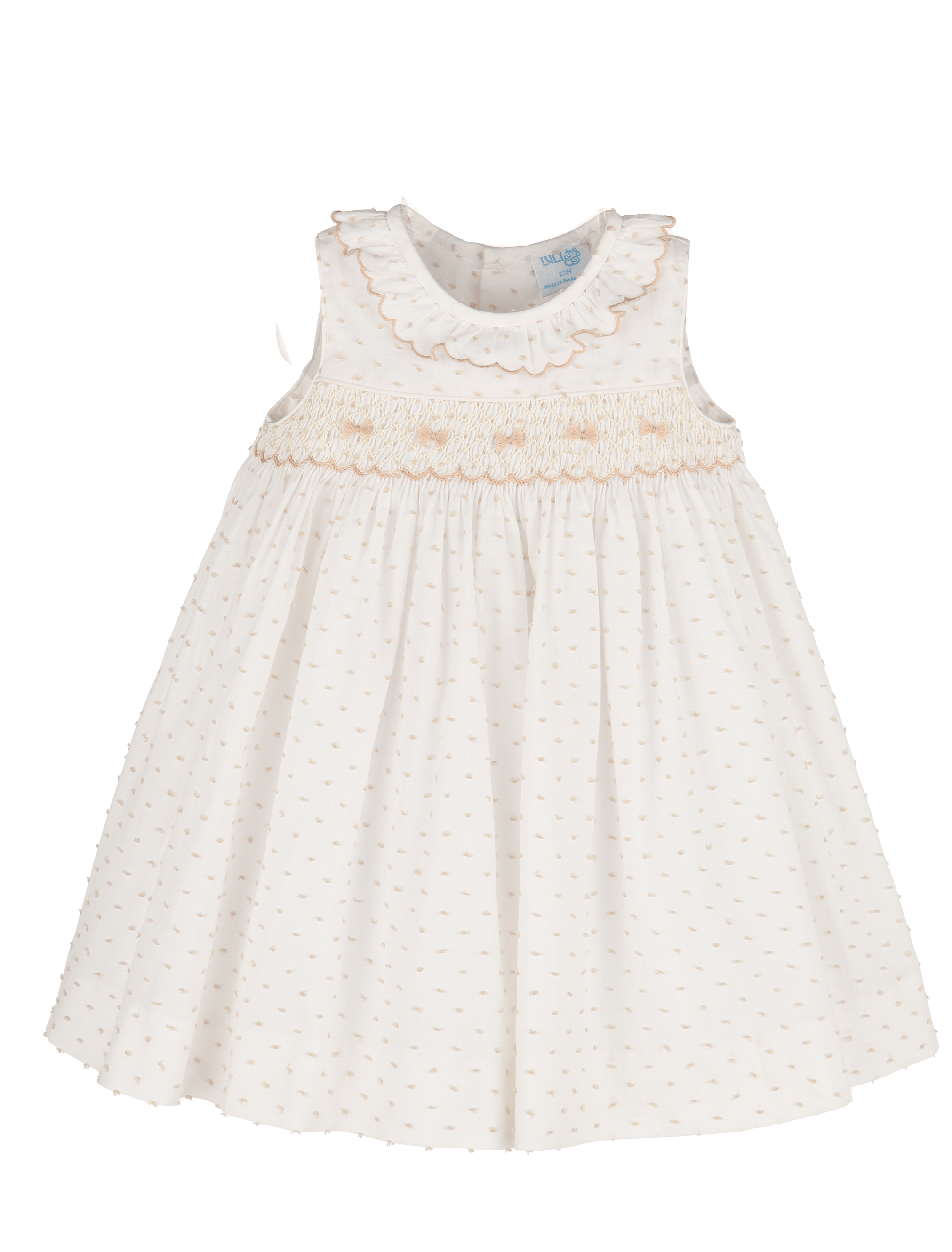 Plumeti Smock Dress, Beige