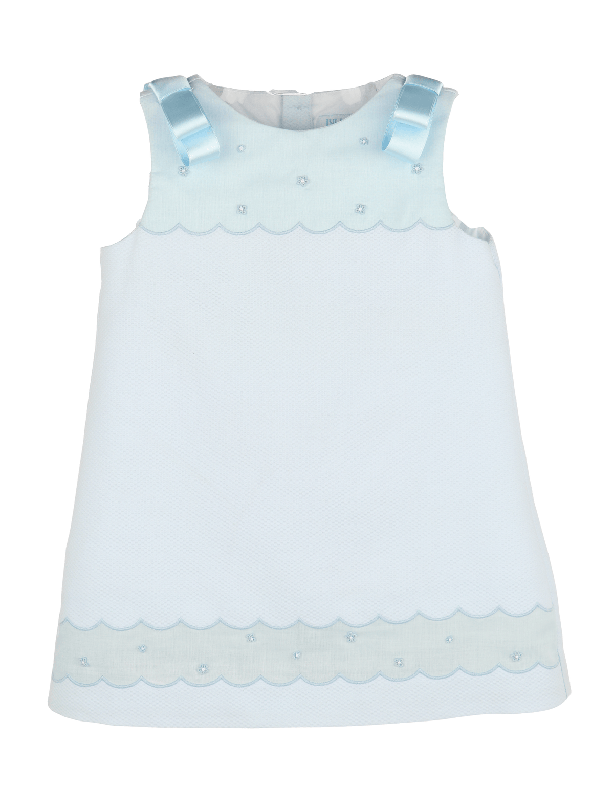Blue Pique Shift Dress with blue pearls