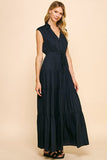 Pinch Sleeveless Tiered Maxi Dress in Ink