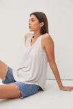 Be Cool V-Neck Racerback Knit Tank in Pebble