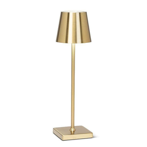 Abbott Collection Gold Metallic Mushroom LED Table Lamp – 8” Tall, USB-C Rechargeable, Dimmable Touch, Cordless – Bedside & Accent Lighting