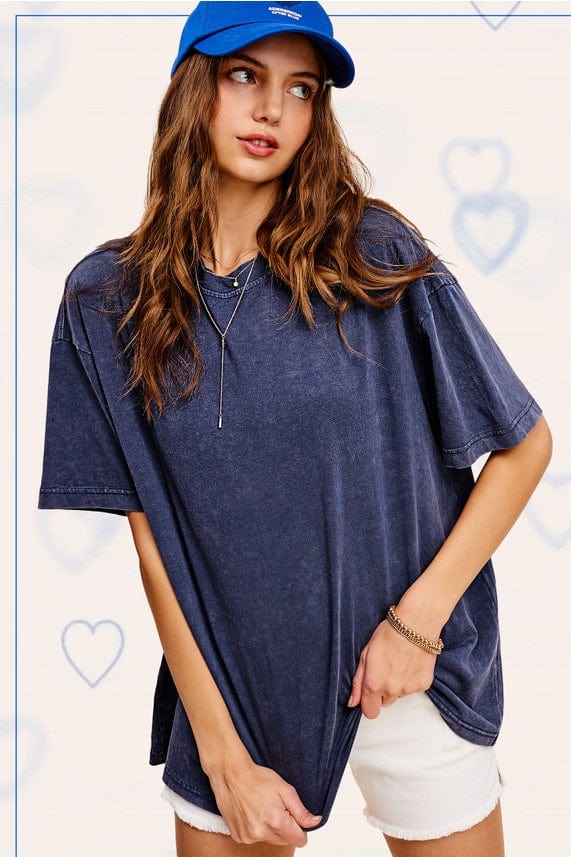 La Miel La Miel Mineral Washed Short Sleeve Oversized Top - Little Miss Muffin Children & Home