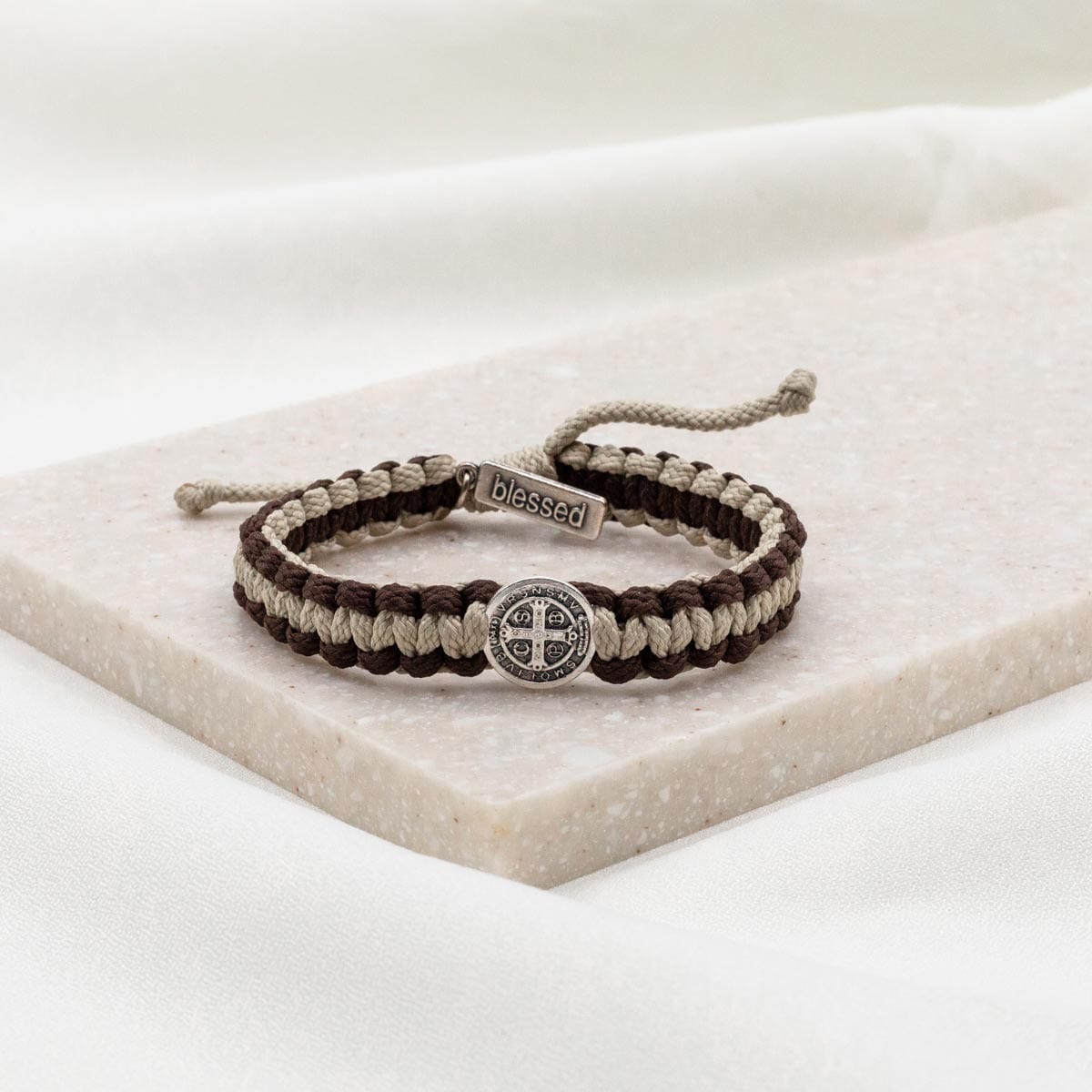 My Saint My Hero One Blessing For Him Bracelet 1 Silver Medal, Tan/Brown - Little Miss Muffin Children & Home