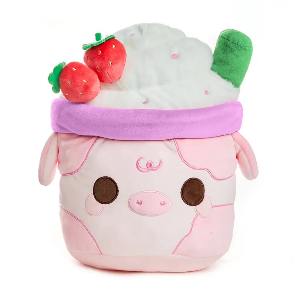 Strawberry Mooshake Soft Cute Kawaii Pink Cow Plushie