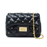 Zomi Gems Classic Quilted Stud Handbag in Black