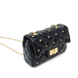 Zomi Gems Classic Quilted Stud Handbag in Black